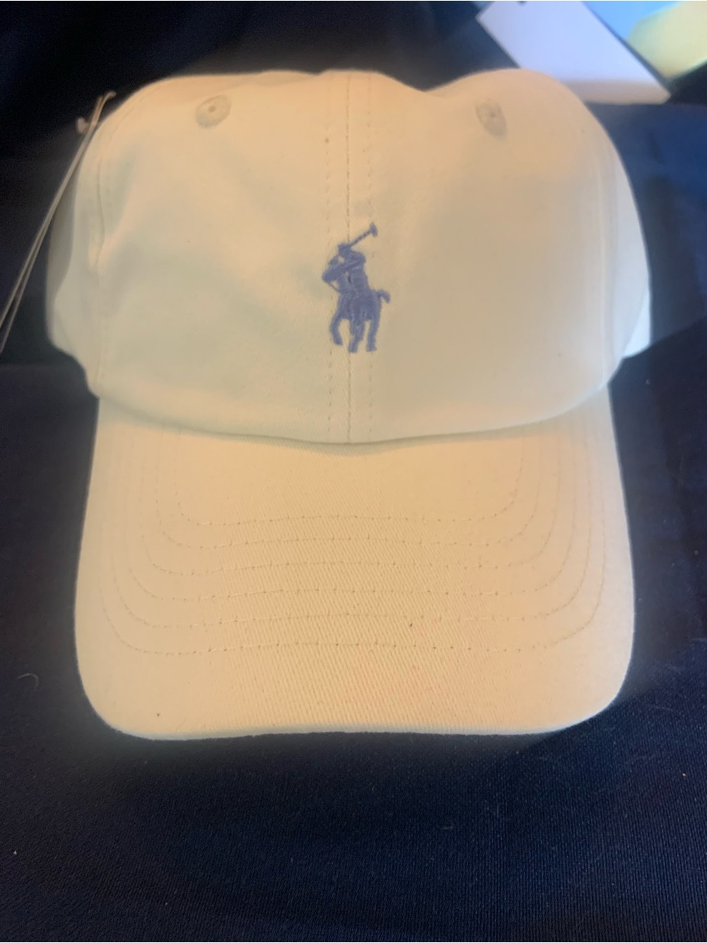 Ralph Lauren Cream Cap with Blue Polo Logo